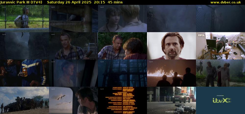 Jurassic Park III (ITV4) Saturday 26 April 2025 20:15 - 21:00