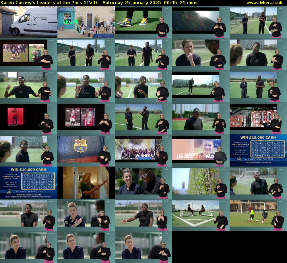 Karen Carney's Leaders of the Pack (ITV4) Saturday 25 January 2025 06:45 - 07:10