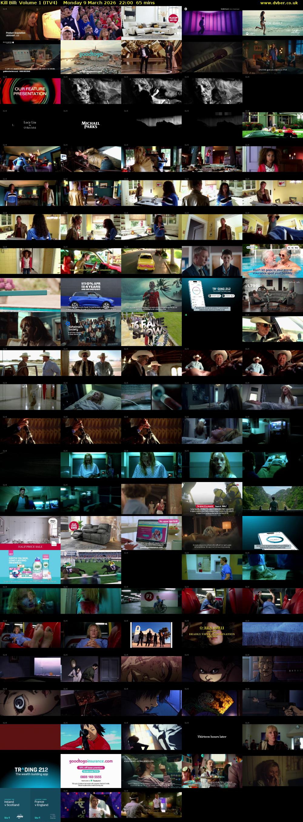 Kill Bill: Volume 1 (ITV4) Monday 9 March 2026 22:00 - 23:05
