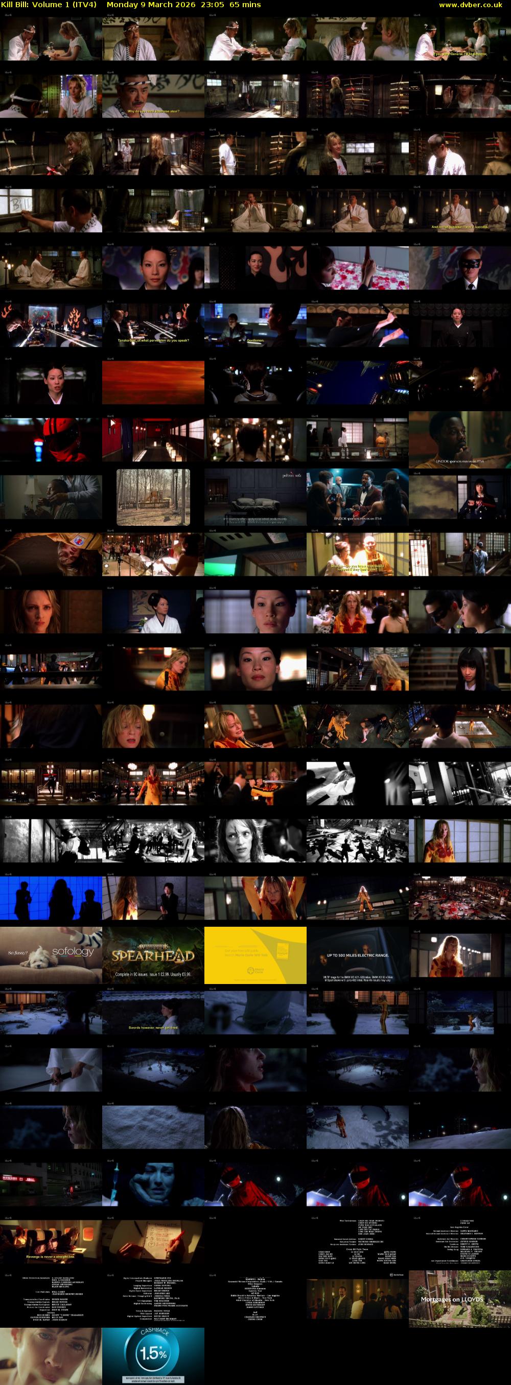Kill Bill: Volume 1 (ITV4) Monday 9 March 2026 23:05 - 00:10