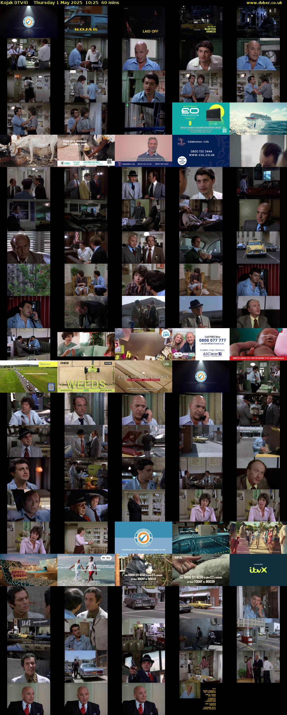 Kojak (ITV4) Thursday 1 May 2025 10:25 - 11:25