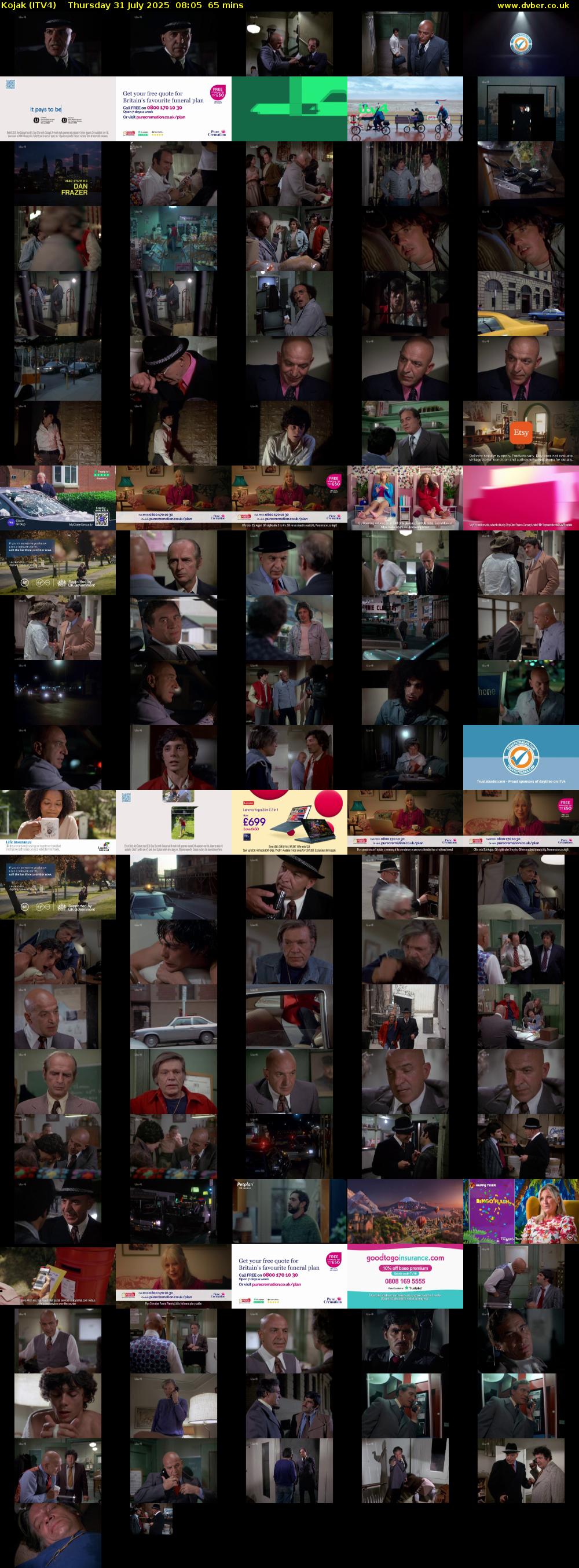 Kojak (ITV4) Thursday 31 July 2025 08:05 - 09:10