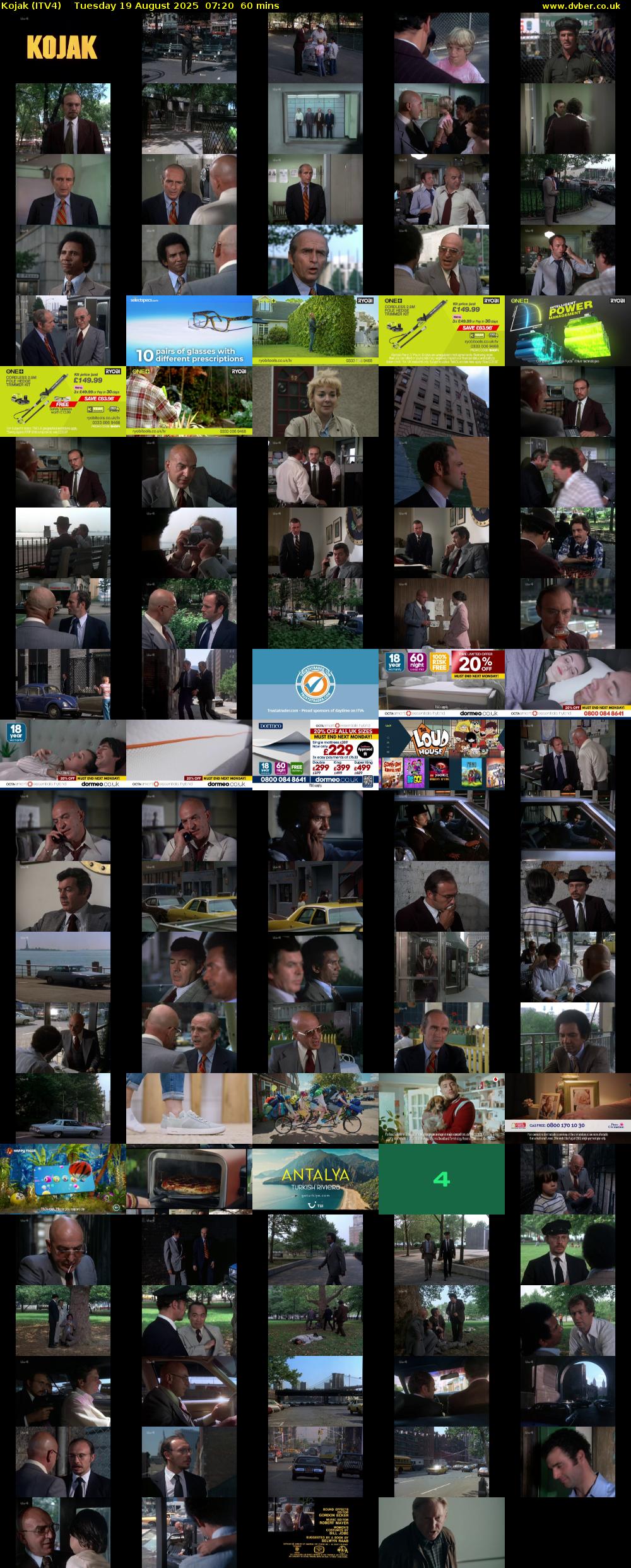 Kojak (ITV4) Tuesday 19 August 2025 07:20 - 08:20