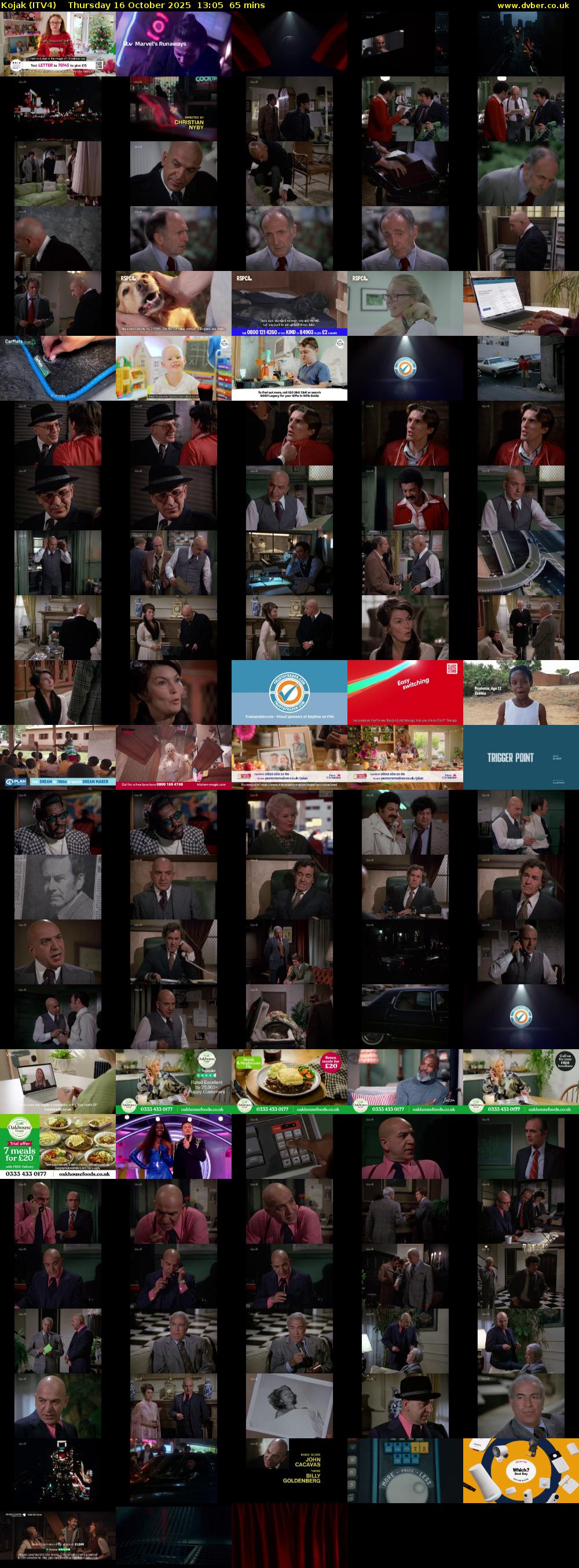 Kojak (ITV4) Thursday 16 October 2025 13:05 - 14:10