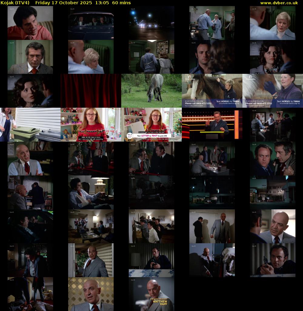 Kojak (ITV4) Friday 17 October 2025 13:05 - 14:05