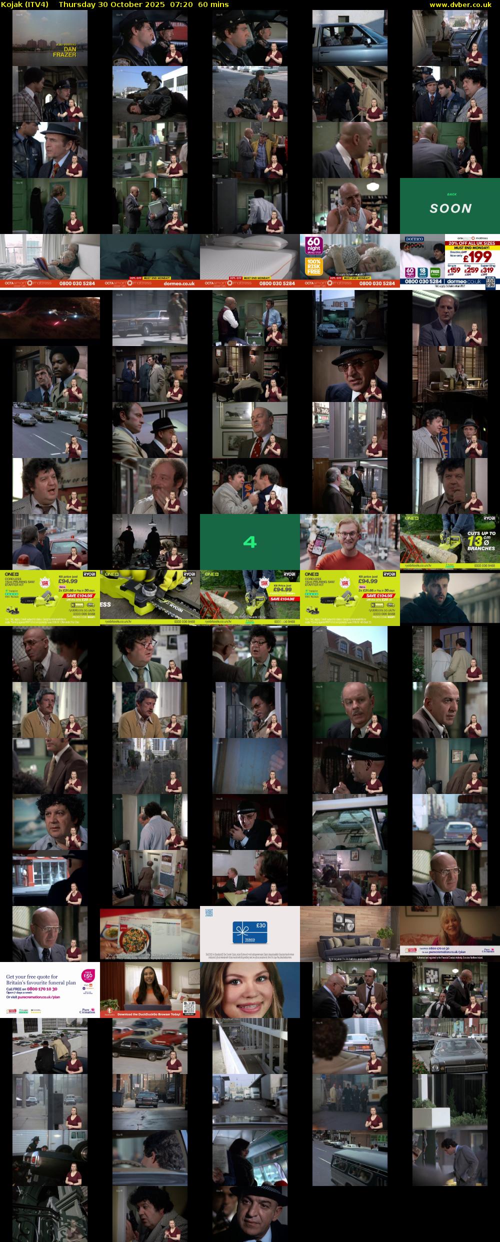 Kojak (ITV4) Thursday 30 October 2025 07:20 - 08:20