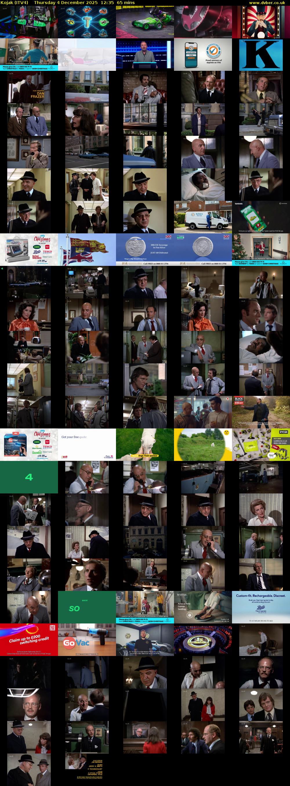Kojak (ITV4) Thursday 4 December 2025 12:35 - 13:40