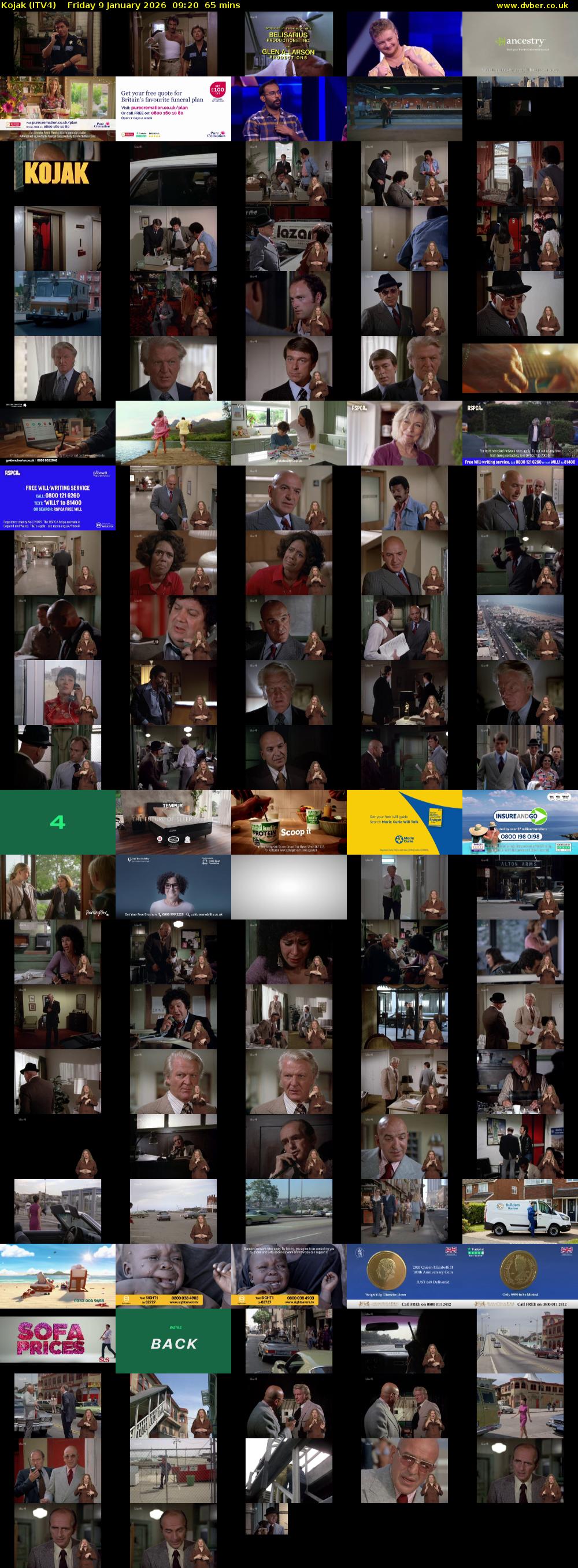 Kojak (ITV4) Friday 9 January 2026 09:20 - 10:25