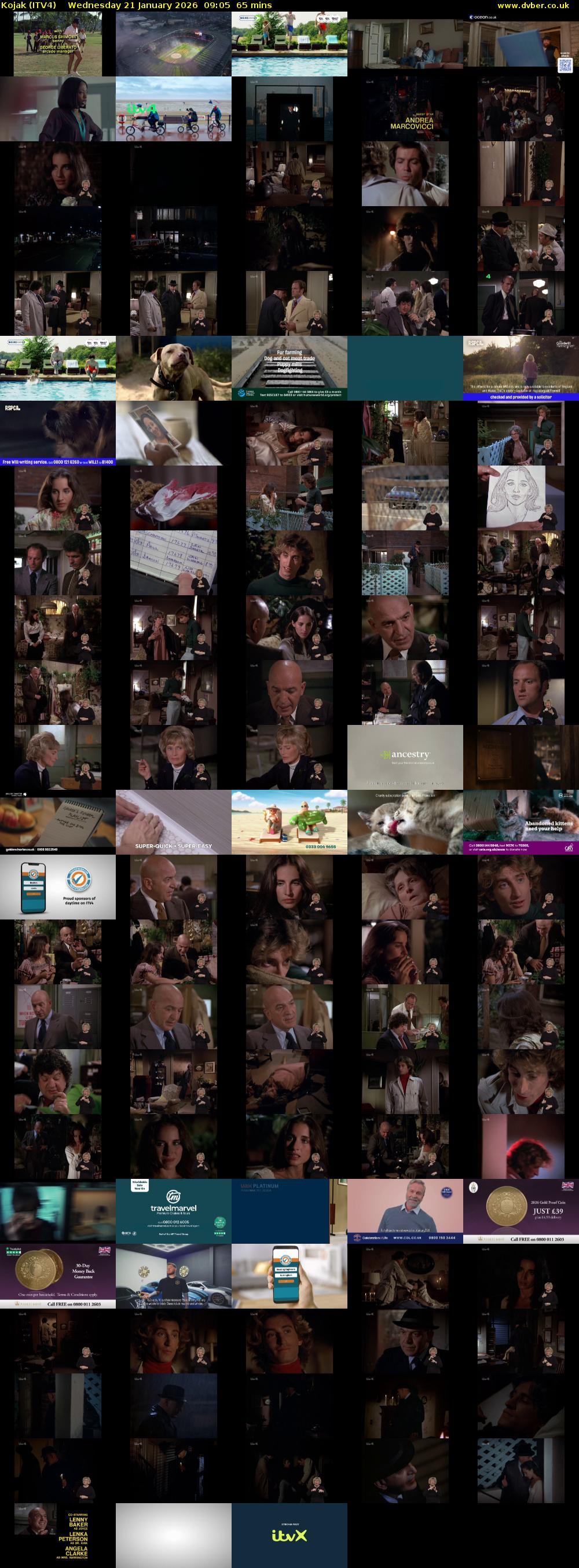 Kojak (ITV4) Wednesday 21 January 2026 09:05 - 10:10