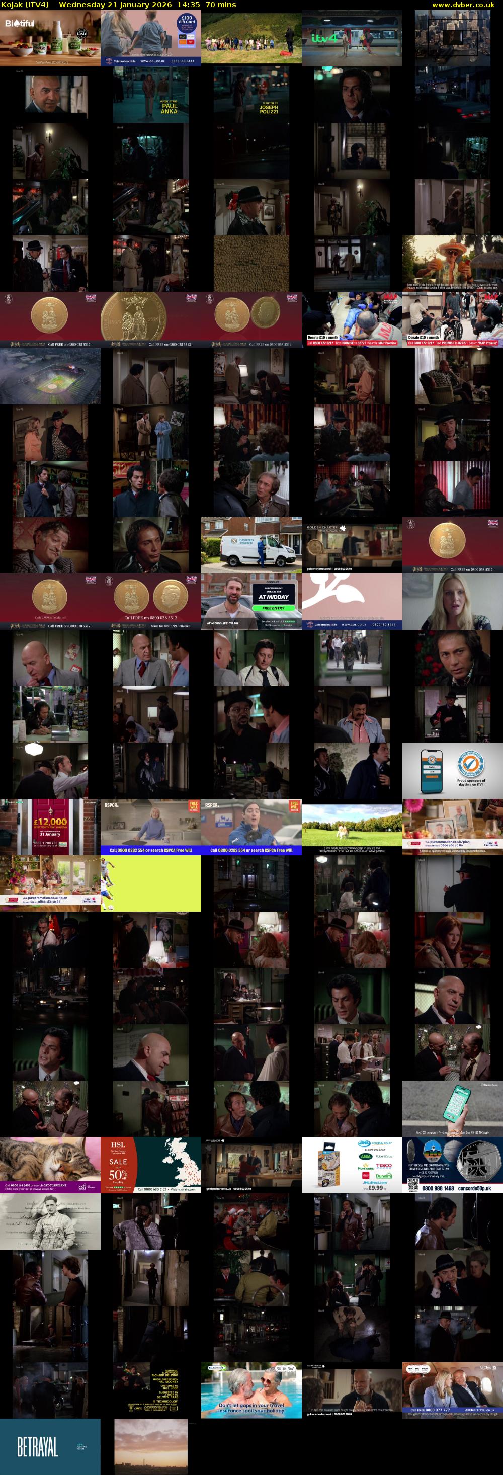 Kojak (ITV4) Wednesday 21 January 2026 14:35 - 15:45