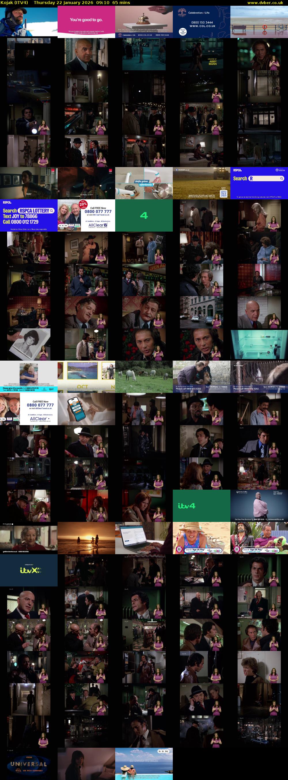 Kojak (ITV4) Thursday 22 January 2026 09:10 - 10:15