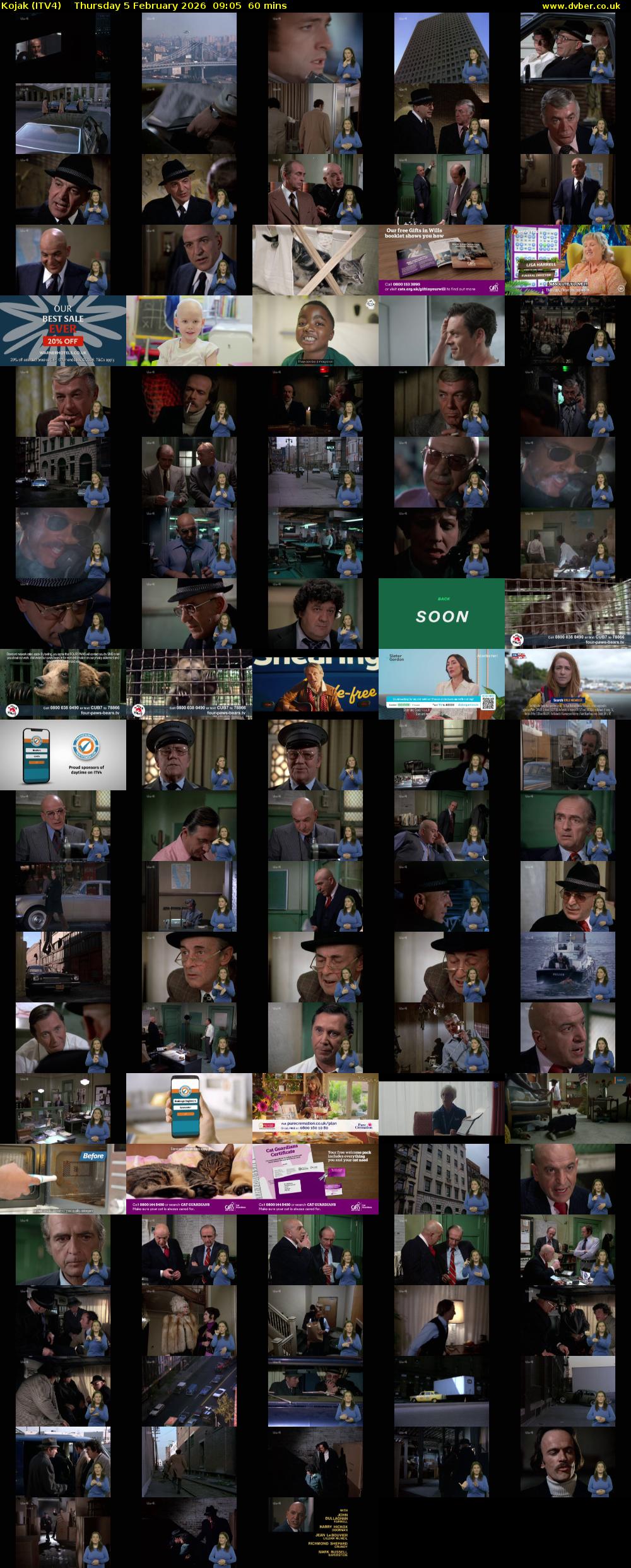 Kojak (ITV4) Thursday 5 February 2026 09:05 - 10:05