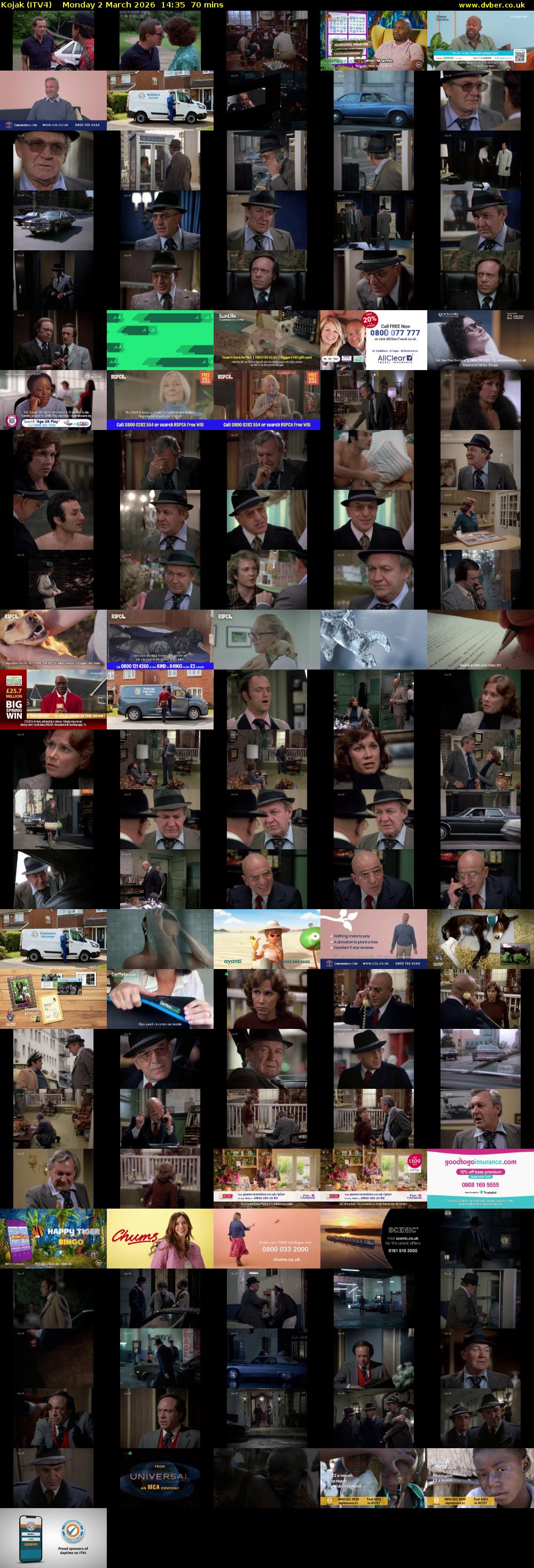 Kojak (ITV4) Monday 2 March 2026 14:35 - 15:45