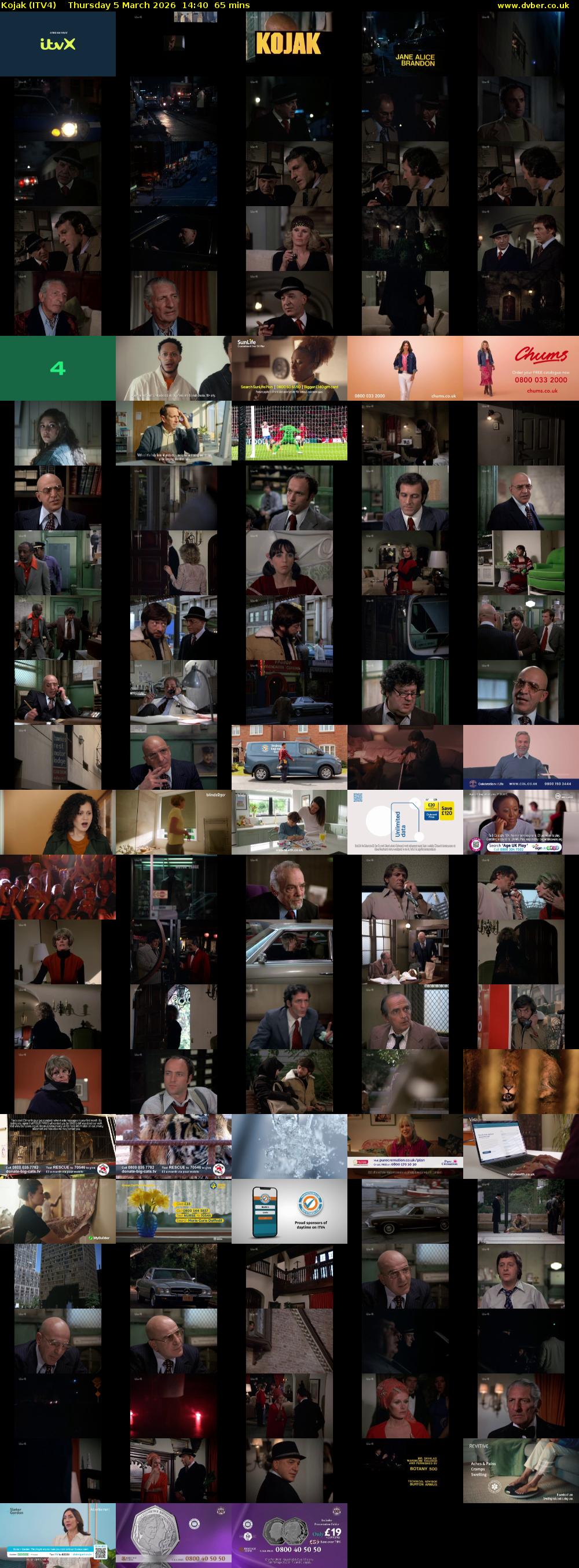 Kojak (ITV4) Thursday 5 March 2026 14:40 - 15:45