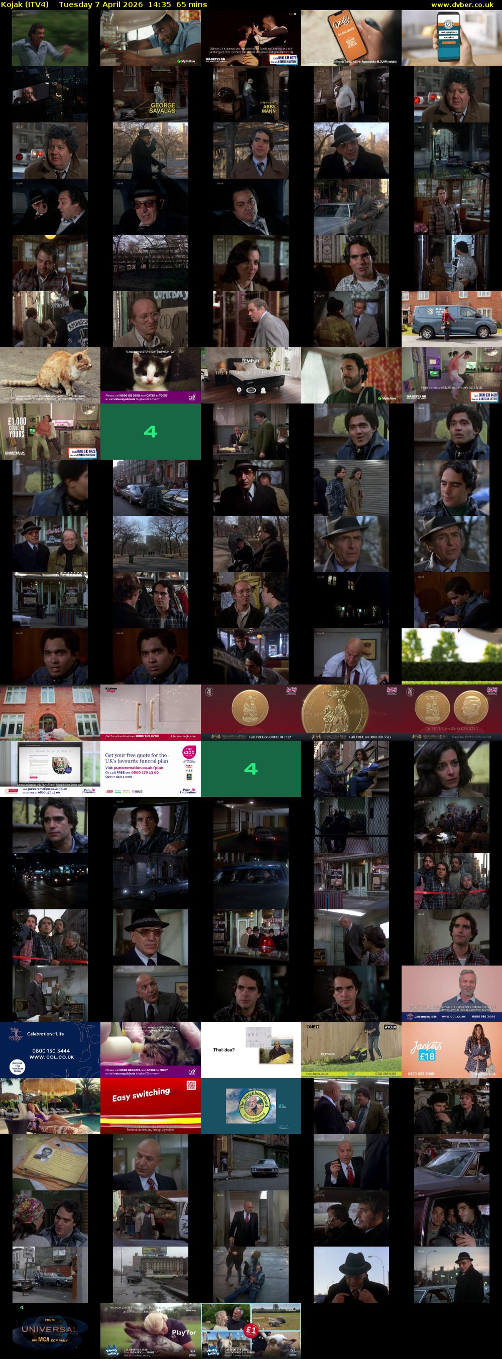Kojak (ITV4) Tuesday 7 April 2026 14:35 - 15:40