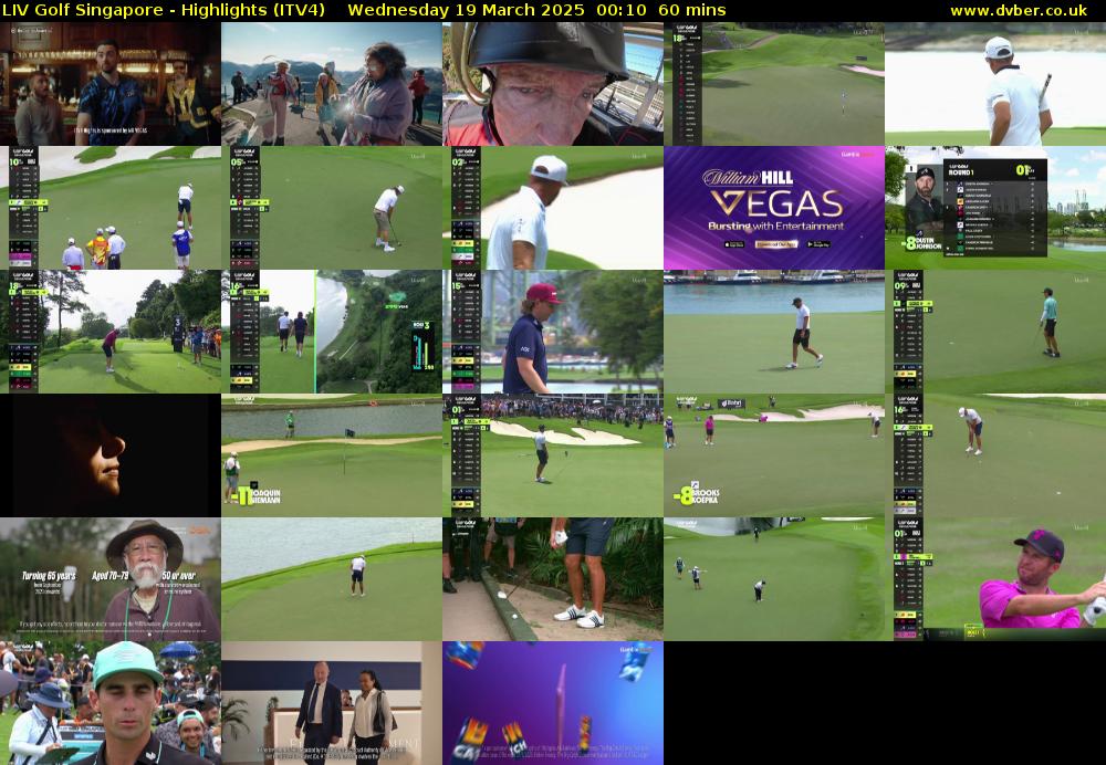 LIV Golf Singapore - Highlights (ITV4) Wednesday 19 March 2025 00:10 - 01:10
