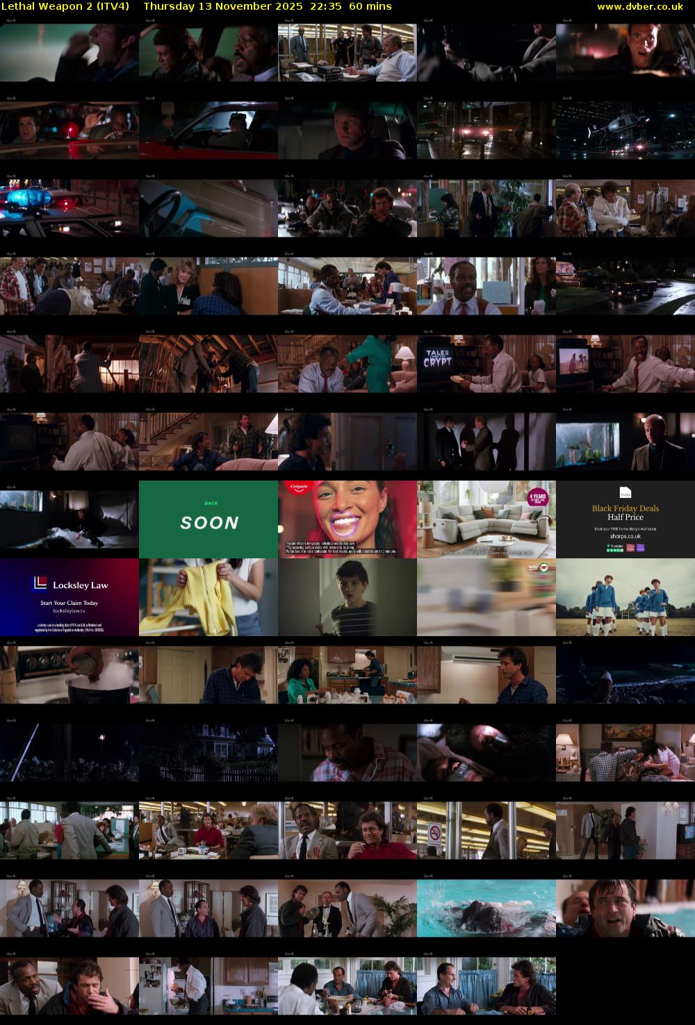 Lethal Weapon 2 (ITV4) Thursday 13 November 2025 22:35 - 23:35