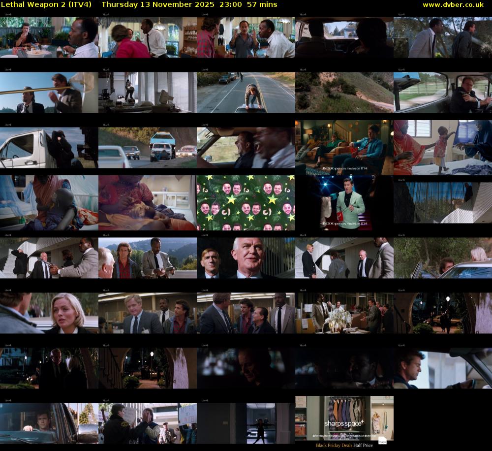 Lethal Weapon 2 (ITV4) Thursday 13 November 2025 23:00 - 23:57