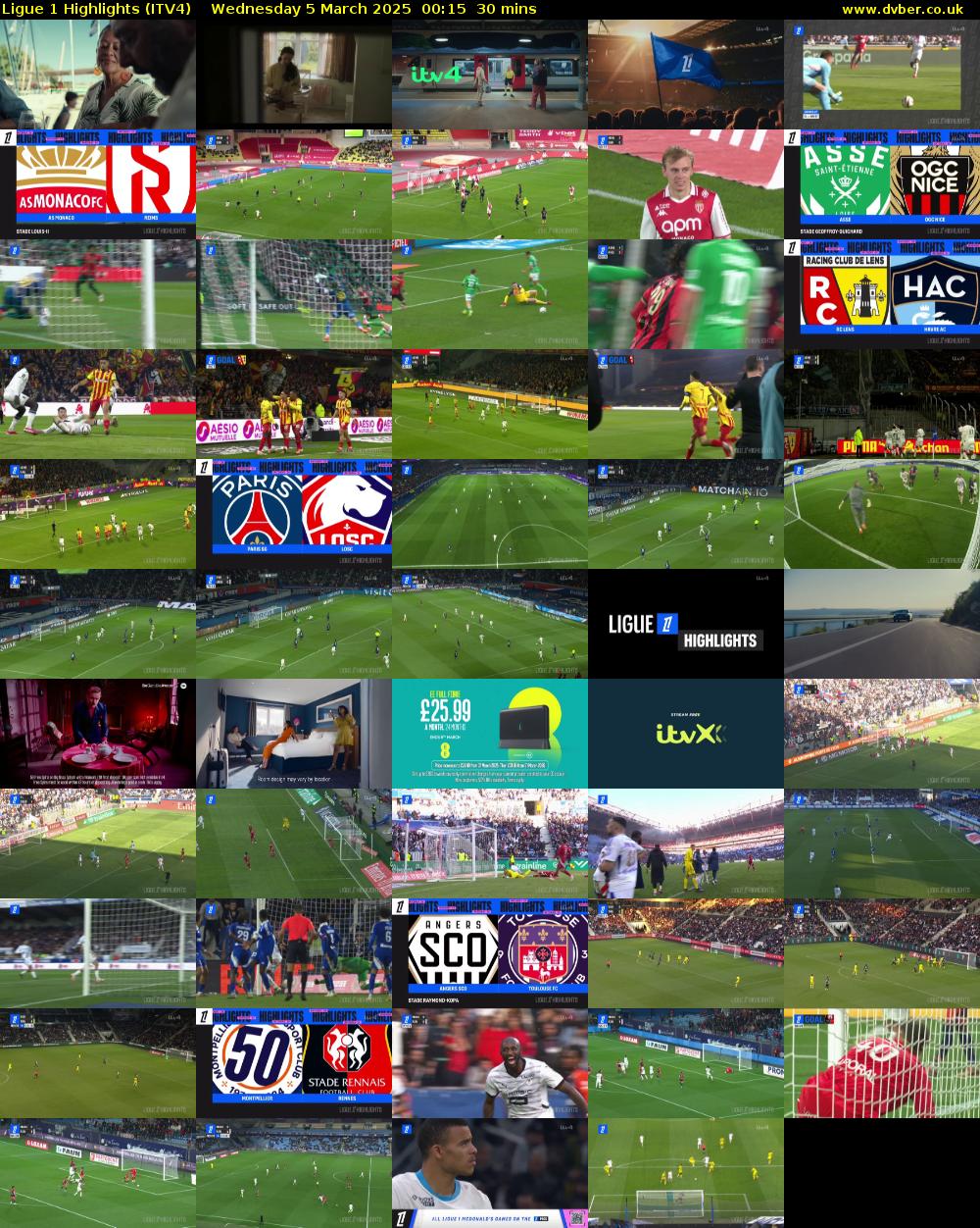 Ligue 1 Highlights (ITV4) Wednesday 5 March 2025 00:15 - 00:45