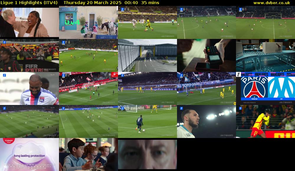 Ligue 1 Highlights (ITV4) Thursday 20 March 2025 00:40 - 01:15