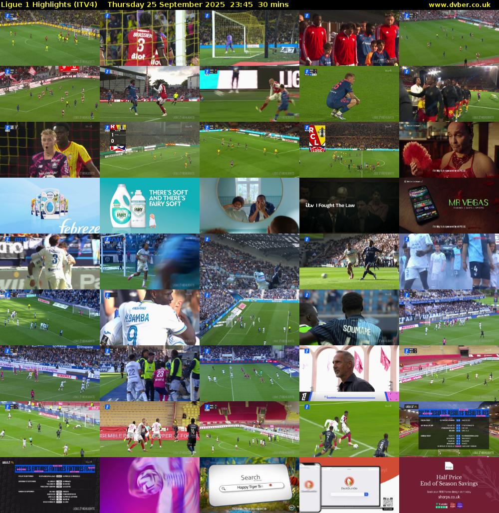Ligue 1 Highlights (ITV4) Thursday 25 September 2025 23:45 - 00:15