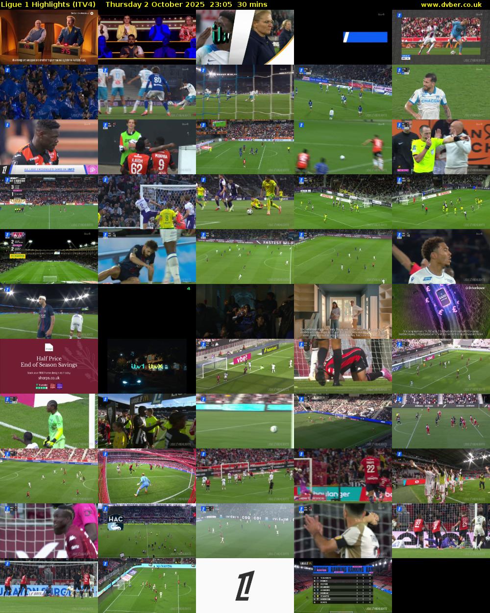 Ligue 1 Highlights (ITV4) Thursday 2 October 2025 23:05 - 23:35