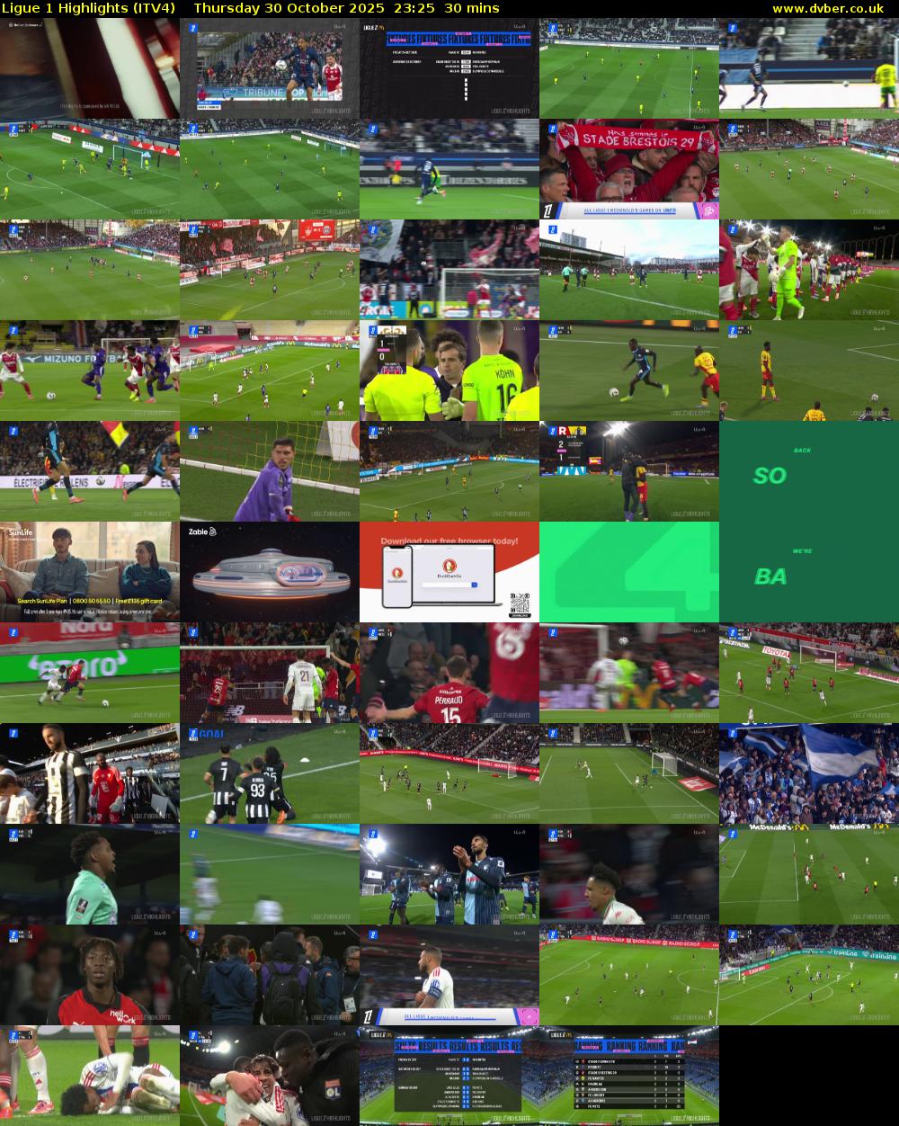 Ligue 1 Highlights (ITV4) Thursday 30 October 2025 23:25 - 23:55