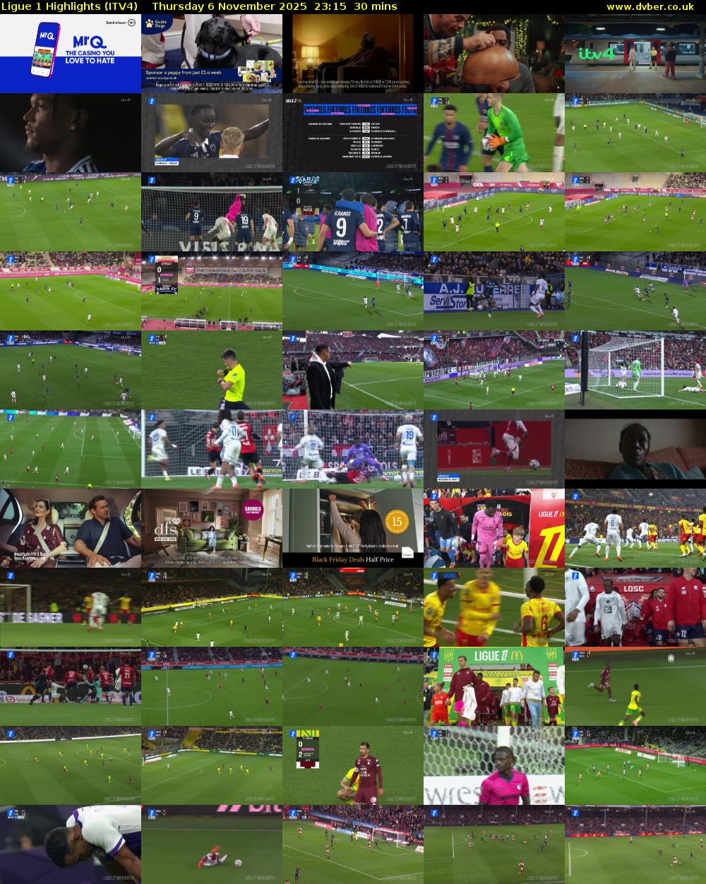 Ligue 1 Highlights (ITV4) Thursday 6 November 2025 23:15 - 23:45