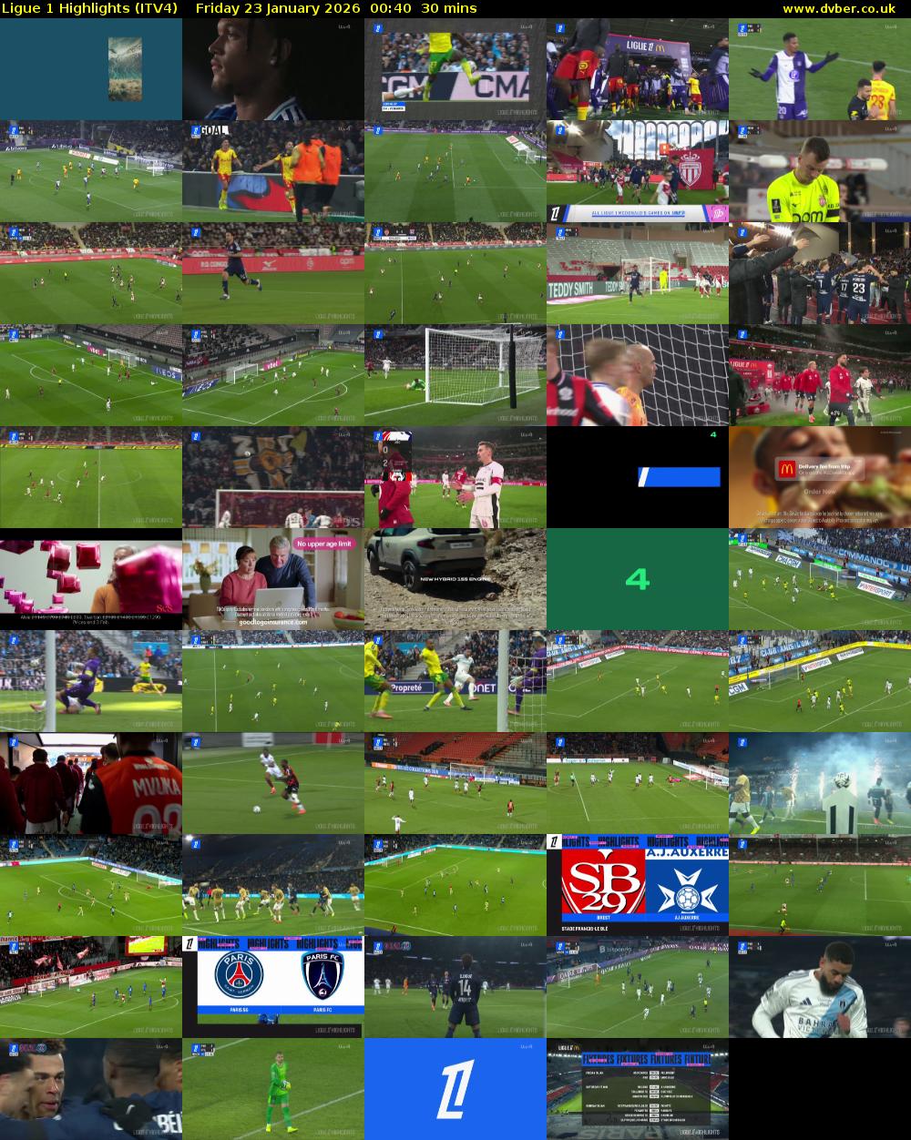 Ligue 1 Highlights (ITV4) Friday 23 January 2026 00:40 - 01:10