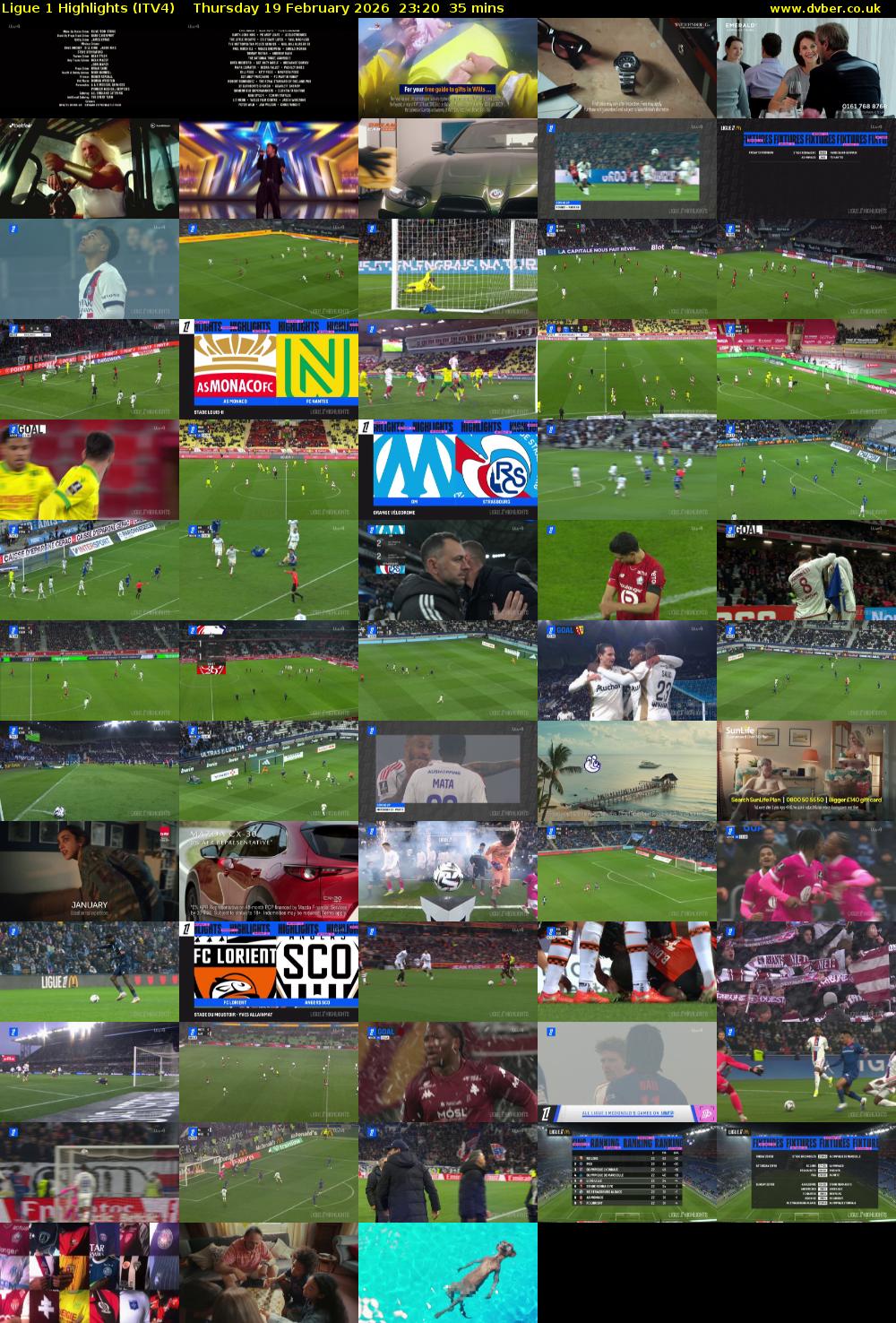 Ligue 1 Highlights (ITV4) Thursday 19 February 2026 23:20 - 23:55