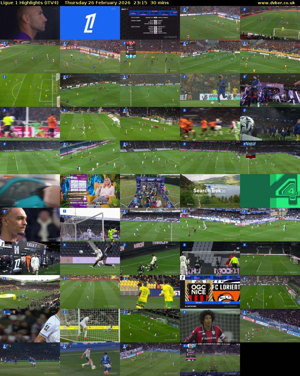 Ligue 1 Highlights (ITV4) Thursday 26 February 2026 23:15 - 23:45