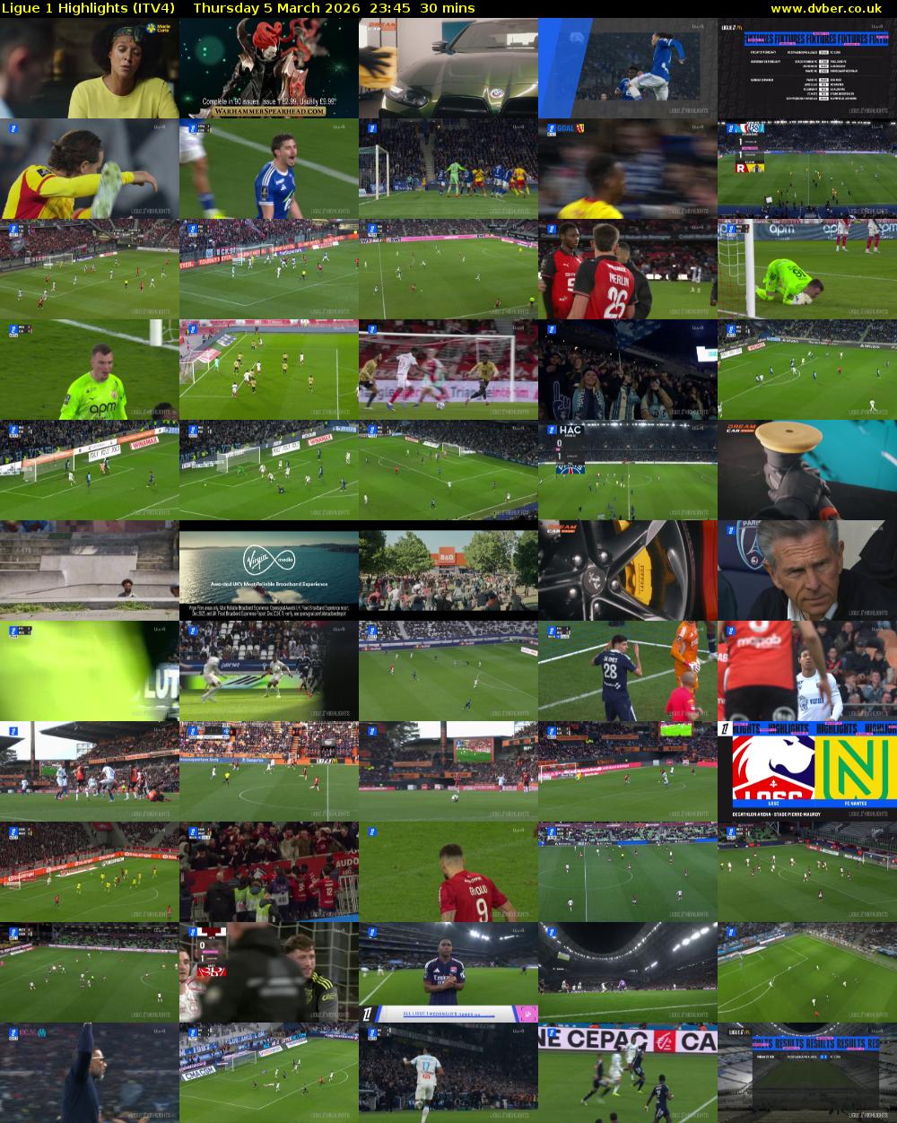 Ligue 1 Highlights (ITV4) Thursday 5 March 2026 23:45 - 00:15