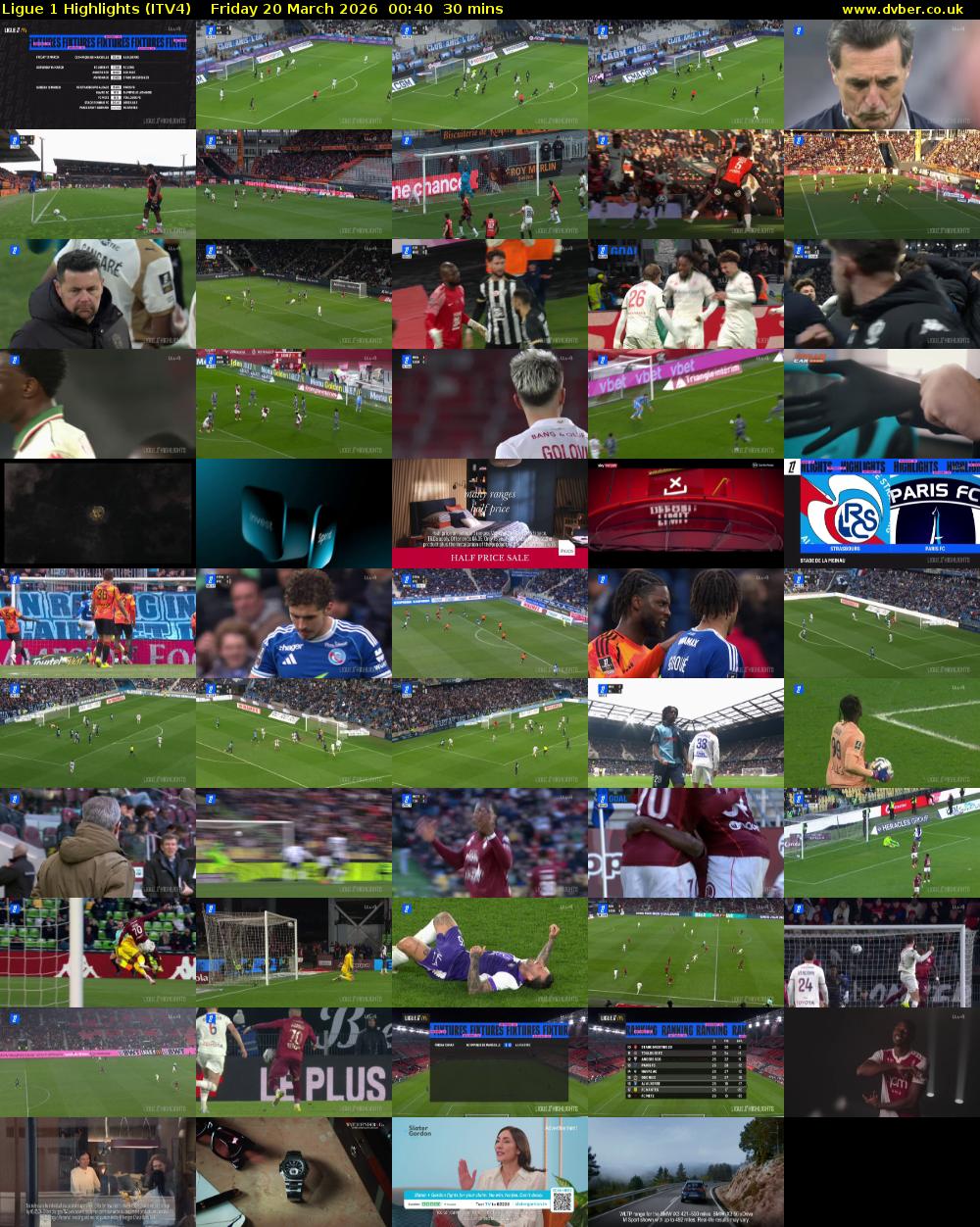 Ligue 1 Highlights (ITV4) Friday 20 March 2026 00:40 - 01:10