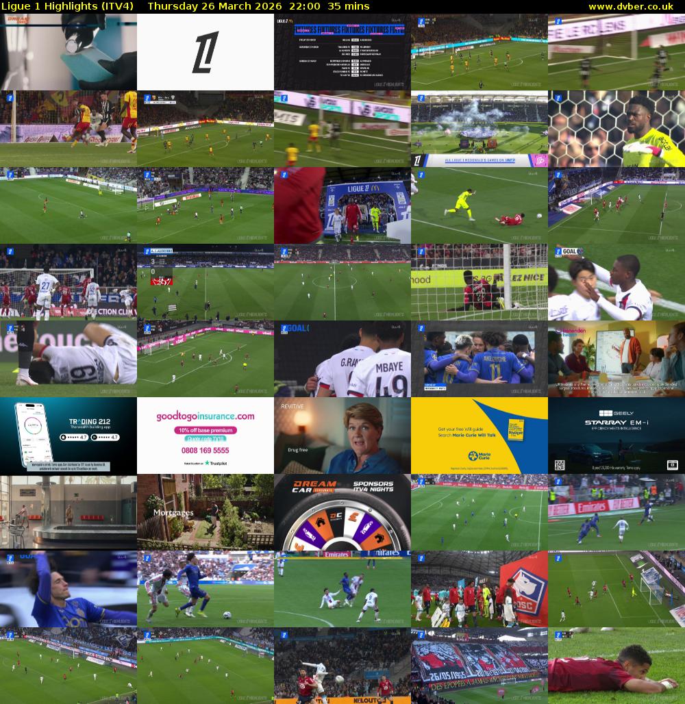 Ligue 1 Highlights (ITV4) Thursday 26 March 2026 22:00 - 22:35