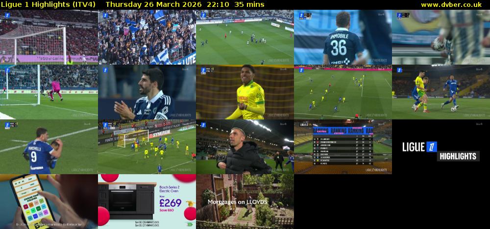 Ligue 1 Highlights (ITV4) Thursday 26 March 2026 22:10 - 22:45