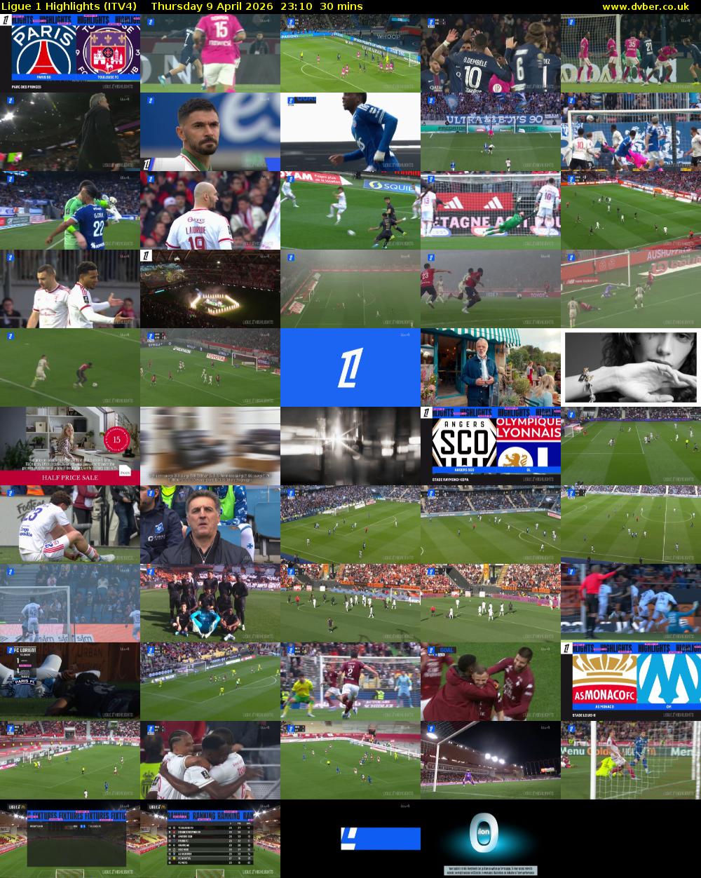 Ligue 1 Highlights (ITV4) Thursday 9 April 2026 23:10 - 23:40