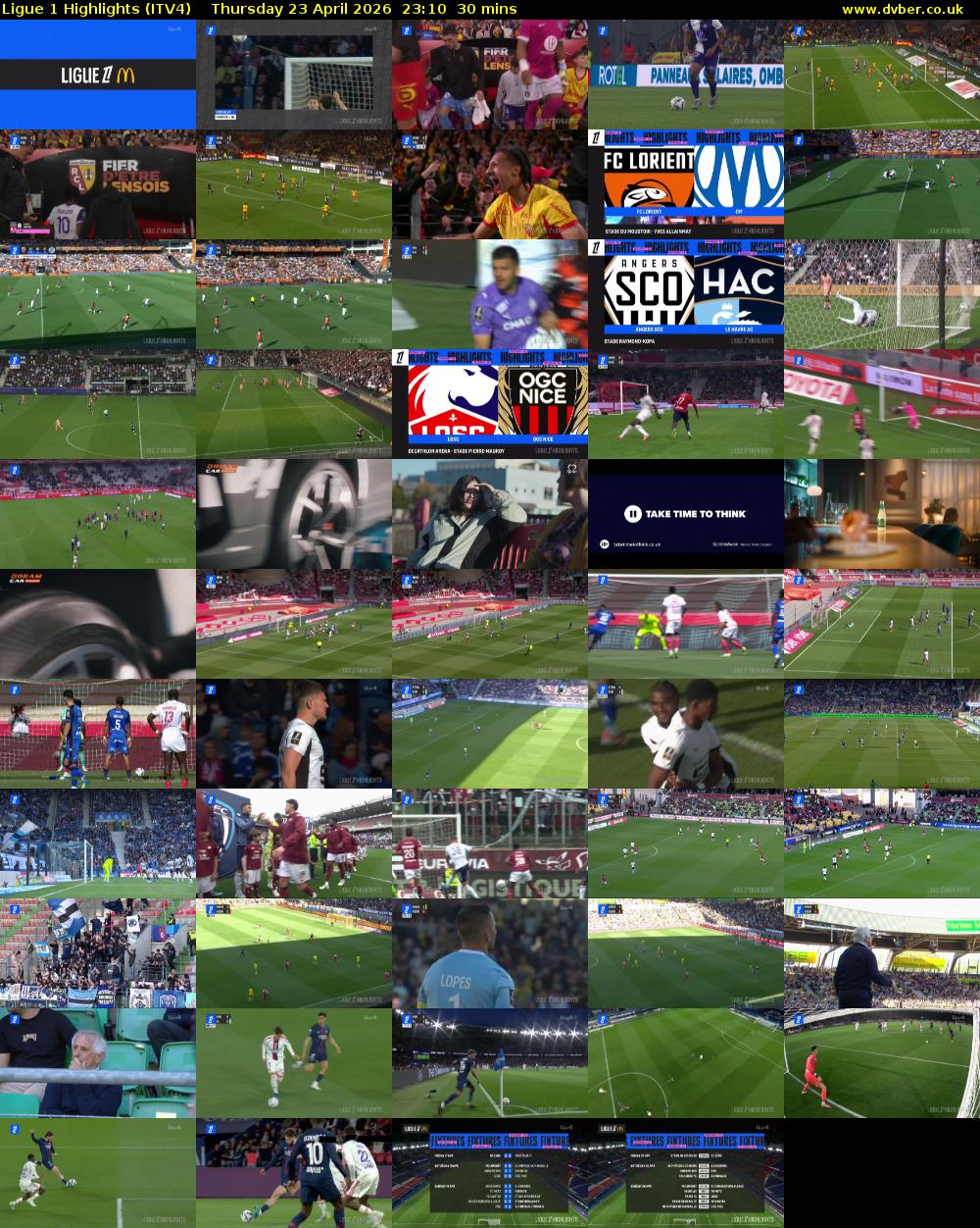 Ligue 1 Highlights (ITV4) Thursday 23 April 2026 23:10 - 23:40