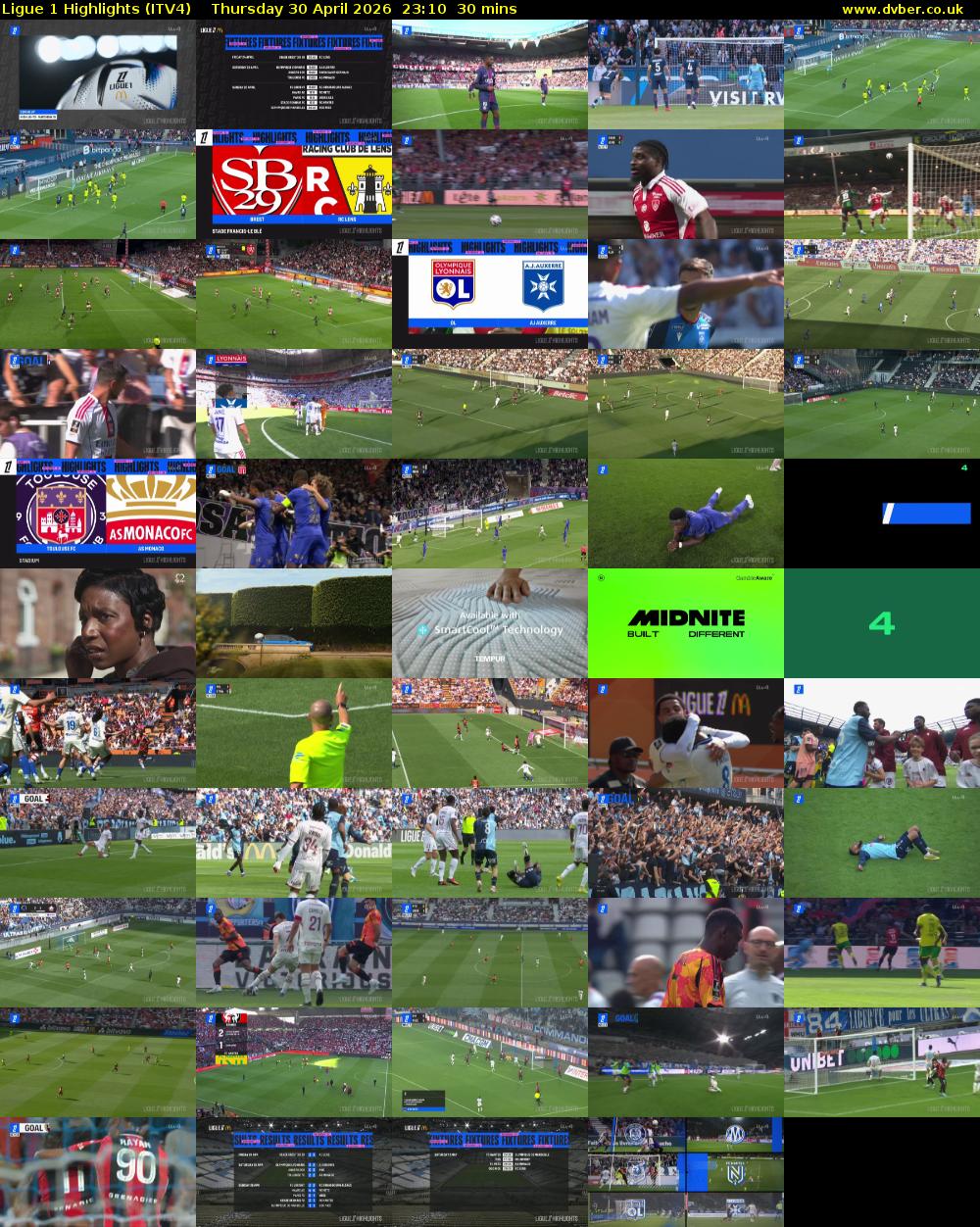 Ligue 1 Highlights (ITV4) Thursday 30 April 2026 23:10 - 23:40