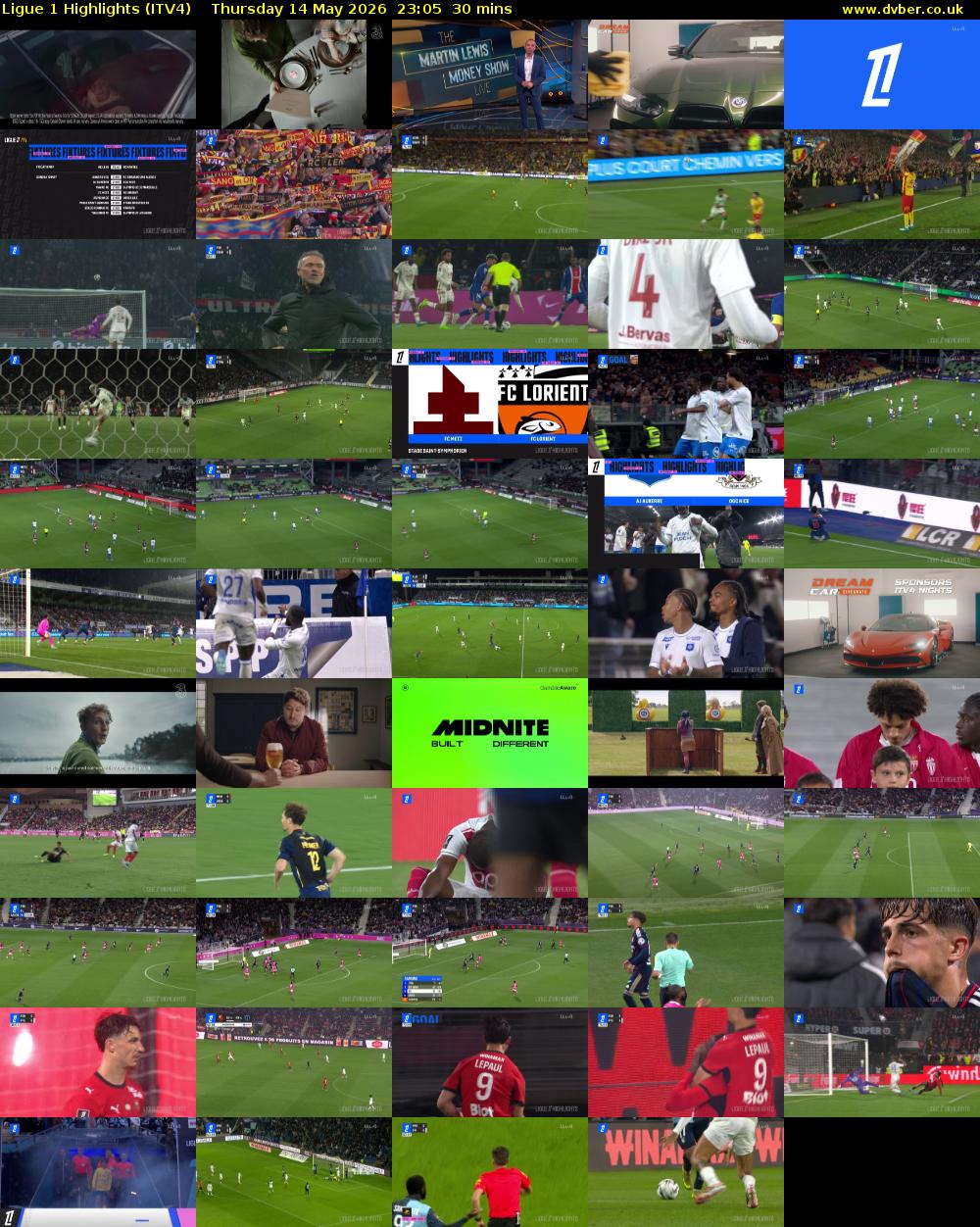 Ligue 1 Highlights (ITV4) Thursday 14 May 2026 23:05 - 23:35