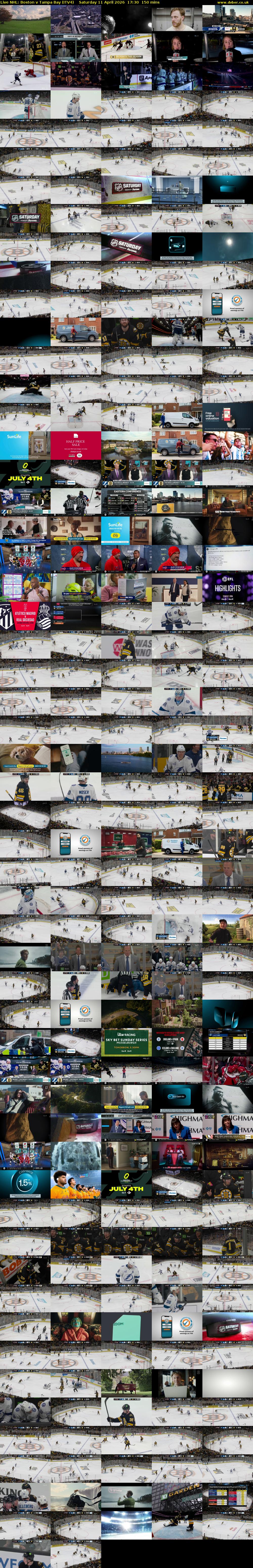 Live NHL: Boston v Tampa Bay (ITV4) Saturday 11 April 2026 17:30 - 20:00
