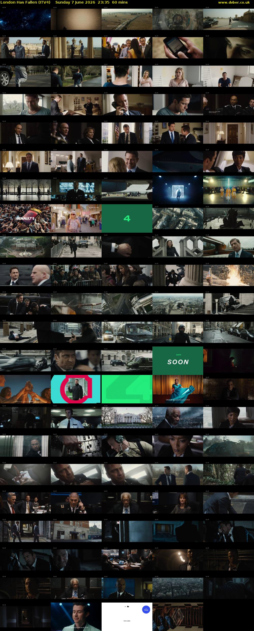 London Has Fallen (ITV4) Sunday 7 June 2026 23:35 - 00:35