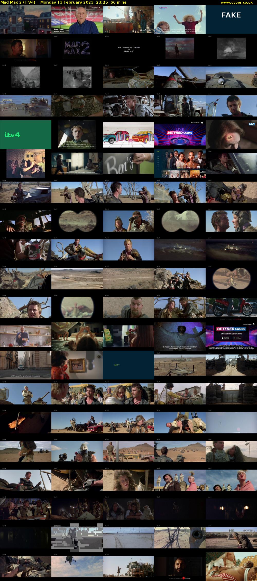 Mad Max 2 (ITV4) Monday 13 February 2023 23:25 - 00:25