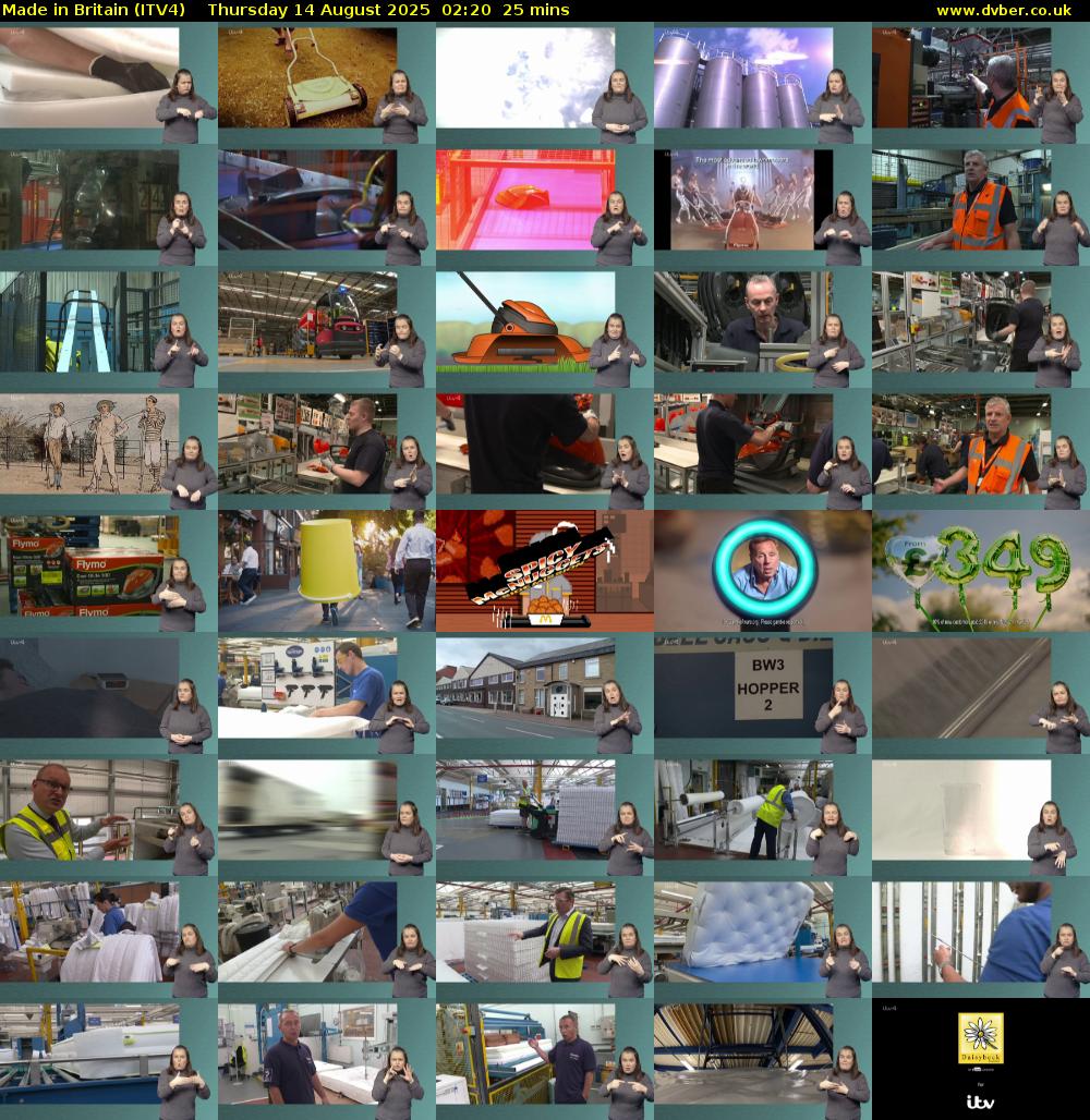 Made in Britain (ITV4) Thursday 14 August 2025 02:20 - 02:45