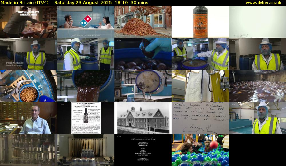 Made in Britain (ITV4) Saturday 23 August 2025 18:10 - 18:40