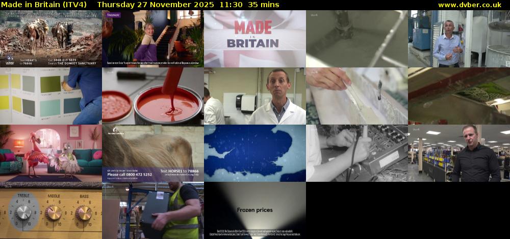 Made in Britain (ITV4) Thursday 27 November 2025 11:30 - 12:05