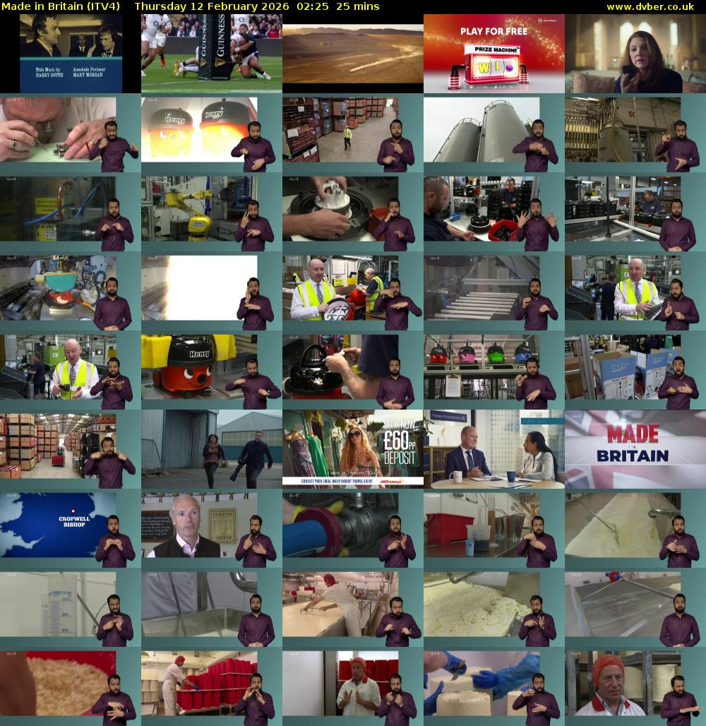 Made in Britain (ITV4) Thursday 12 February 2026 02:25 - 02:50