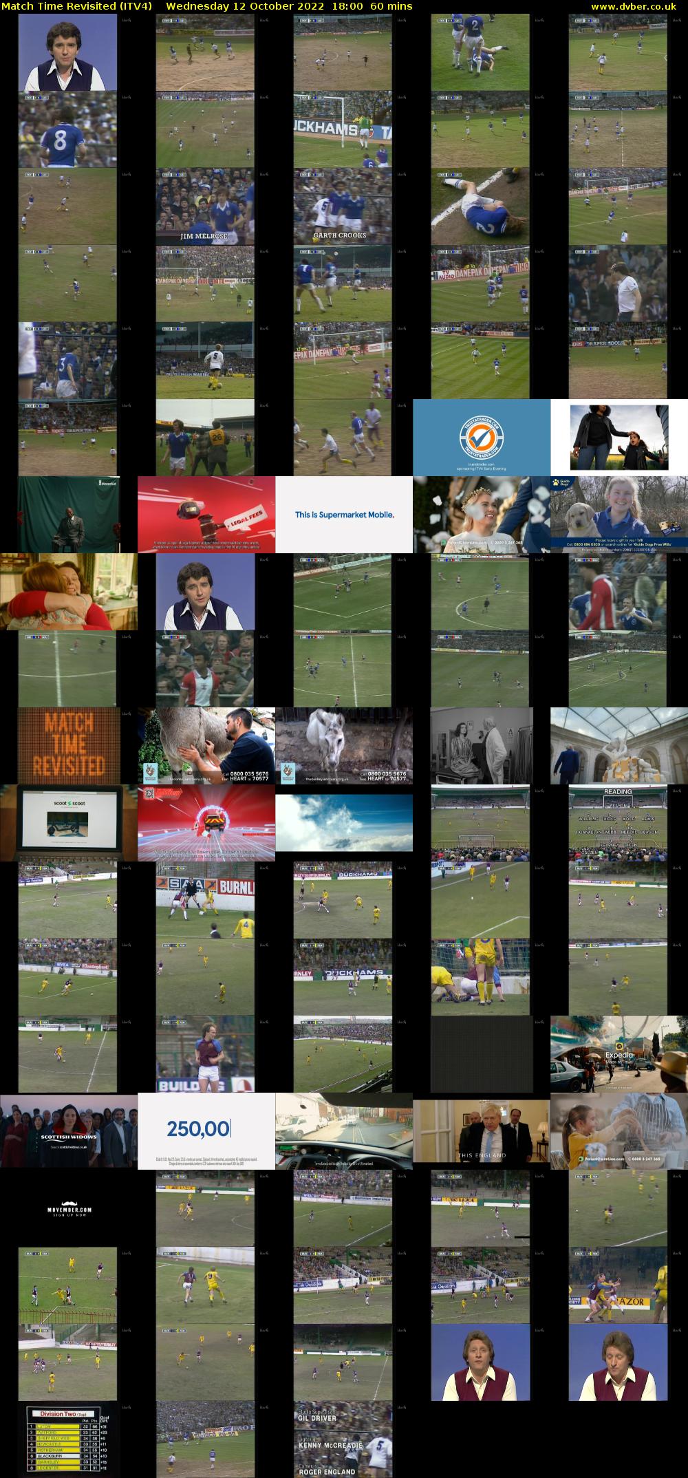 Match Time Revisited (ITV4) Wednesday 12 October 2022 18:00 - 19:00