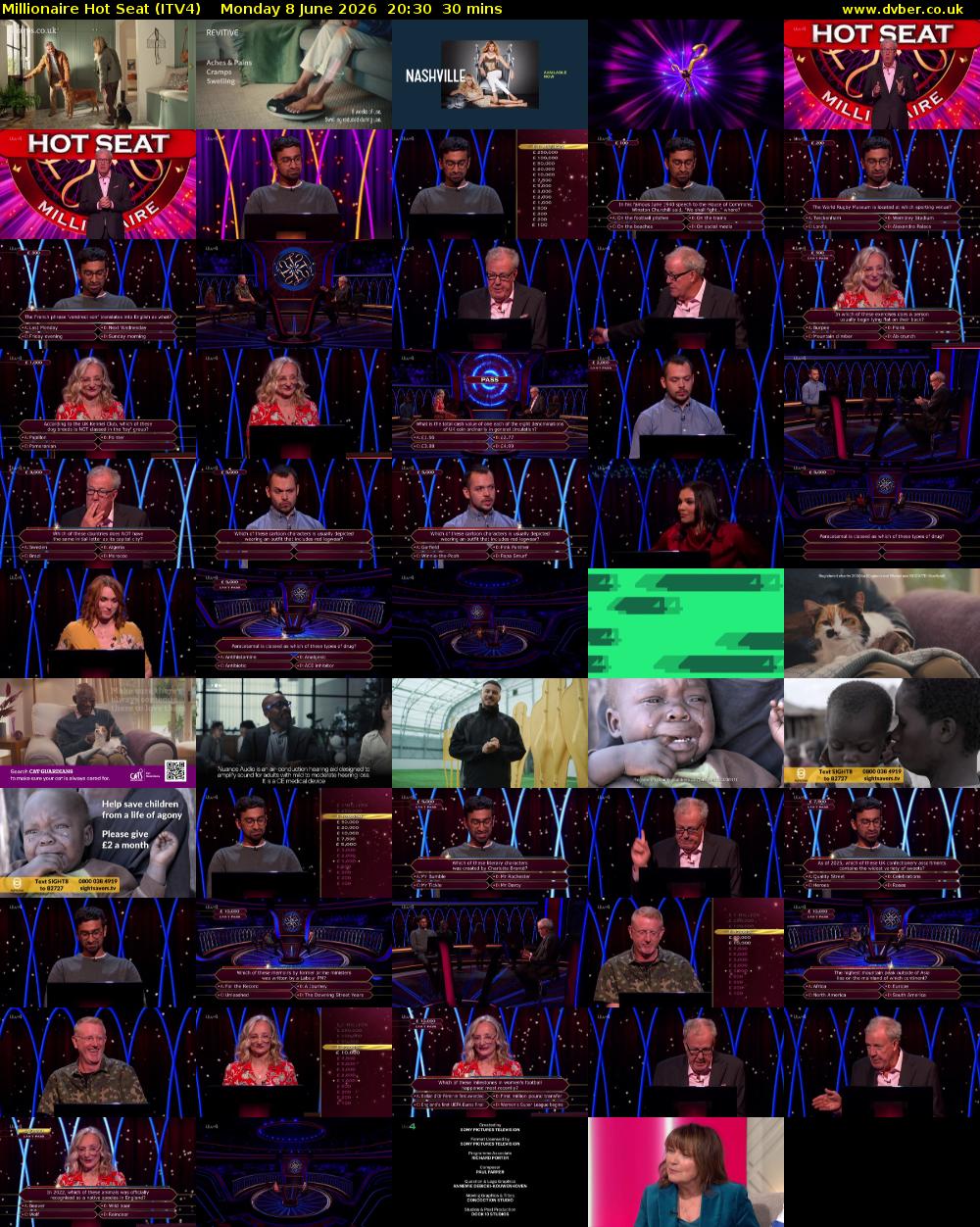 Millionaire Hot Seat (ITV4) Monday 8 June 2026 20:30 - 21:00