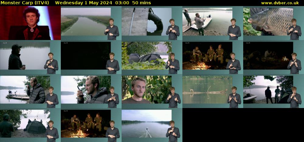 Monster Carp (ITV4) Wednesday 1 May 2024 03:00 - 03:50
