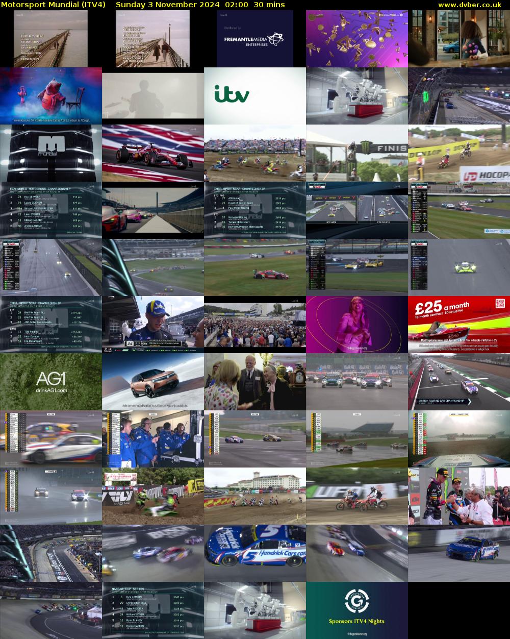 Motorsport Mundial (ITV4) Sunday 3 November 2024 02:00 - 02:30